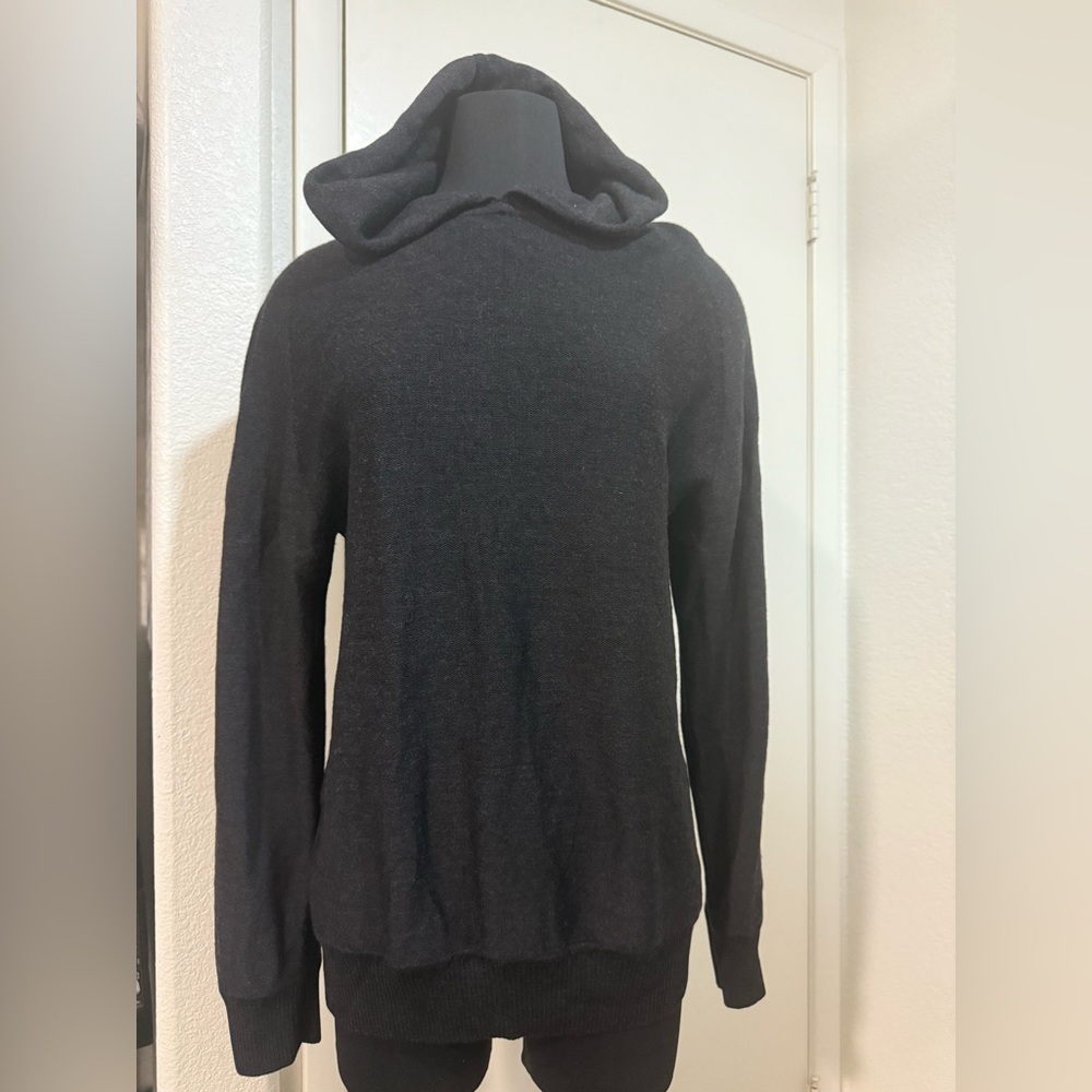 Sheep Inc. 100% Ultra-Fine Merino Wool Hooded Sweater BLK Sz 2 Made in Portugal